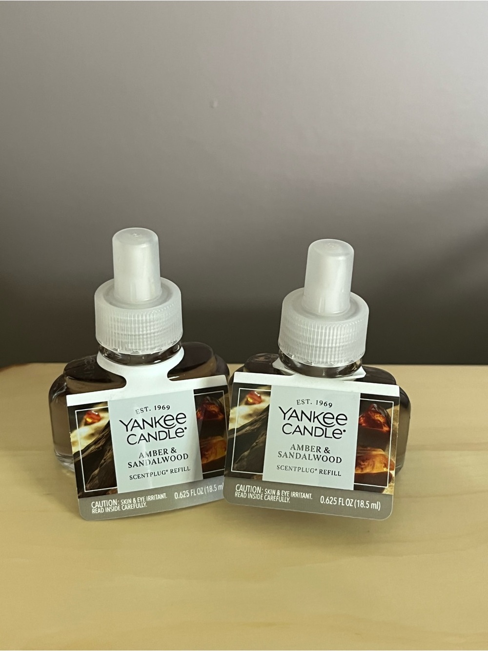 Two New Yankee Candle Amber & Sandalwood Plug In Scented Refills